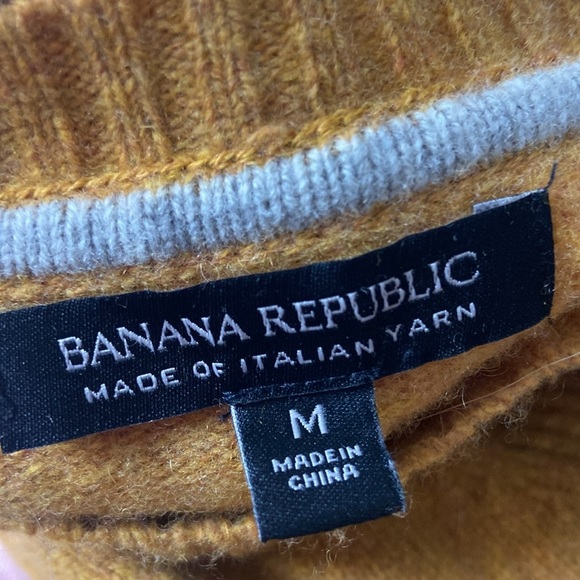 Banana Republic 100% Italian Extra Fine Merino Wool Mustard Rust Sz M - Picture 5 of 6